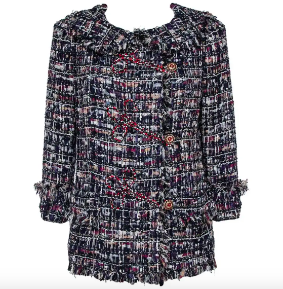 Chanel Tweed Embellished Closure Detail Jacket — UFO No More Chanel Tweed Embellished Closure Detail Jacket — UFO No More
